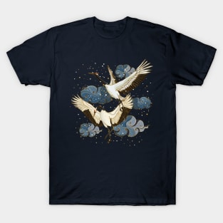 Hand drawn digital art of Japanese crane bird. T-Shirt